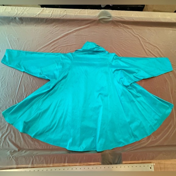 Sara Campbell Turquoise Silk Jacket Open Front Jacket w/ Tie Waist Size Medium - Picture 7 of 12